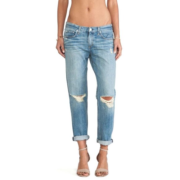 RAG & BONE The Dre Moss w/ Holes Ripped Boyfriend Jeans, Size 23 - Picture 1 of 16